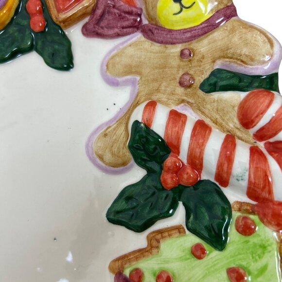 Nantucket Santa & Teddy Bear Christmas Plate Ceramic Holiday Collectible - Picture 6 of 9